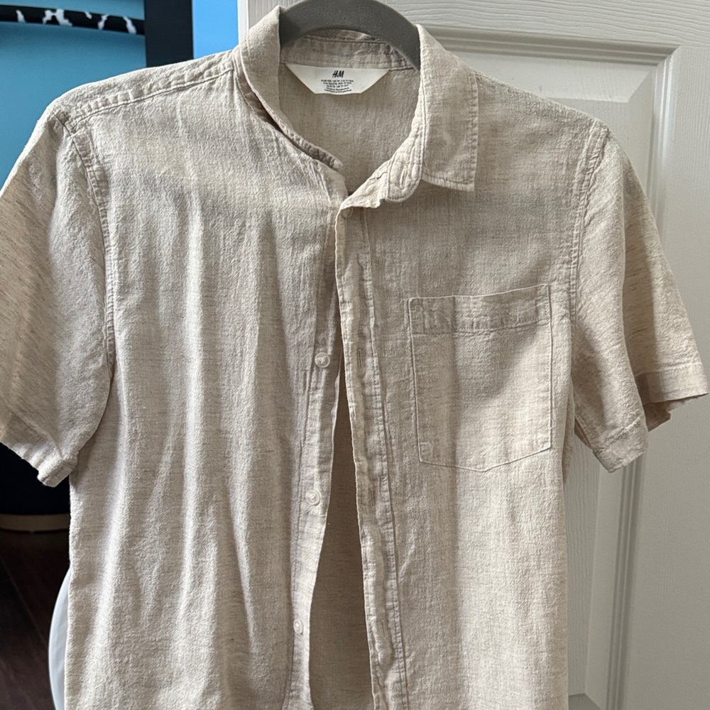 Men's Beige Linen Shirt